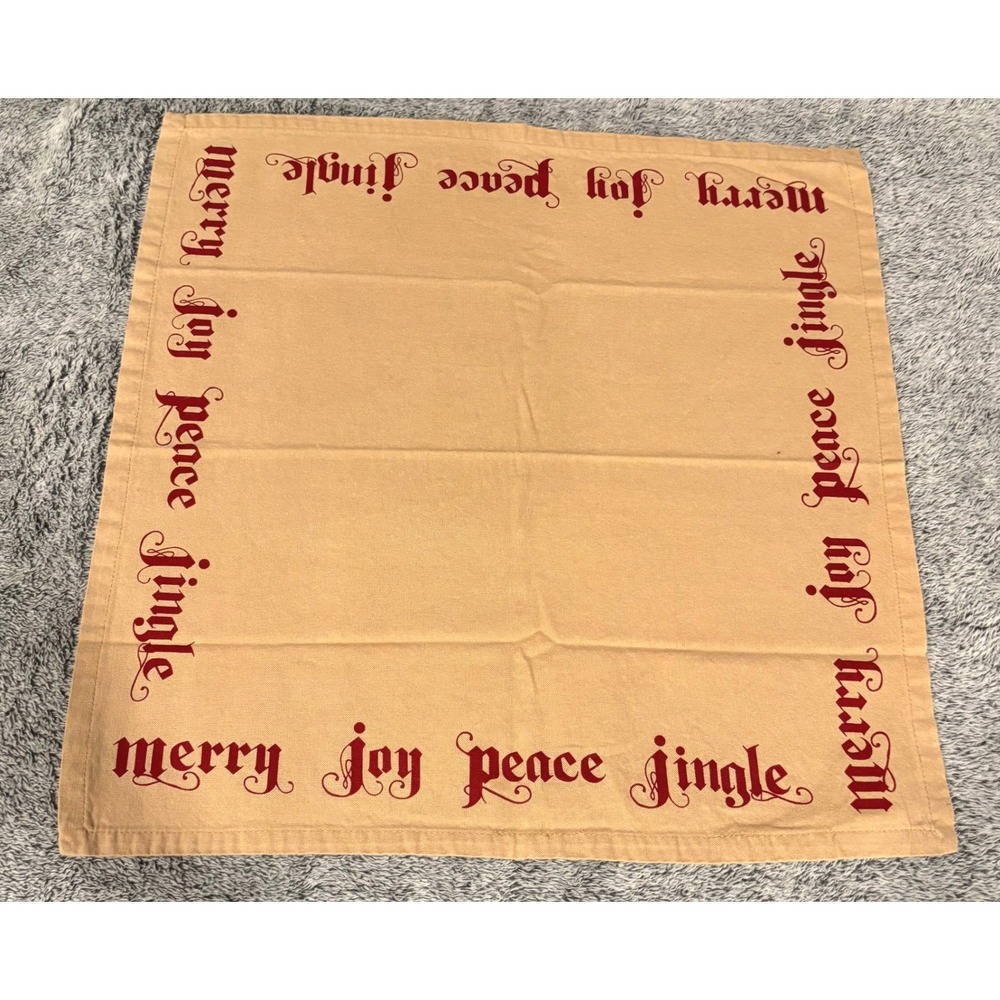 Pottery Barn Christmas Cloth Napkin  Merry Joy Peace Jingle Holiday‎ 20x20 21339